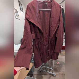 SHEIN Burgundy Lightweight  Trench Coat